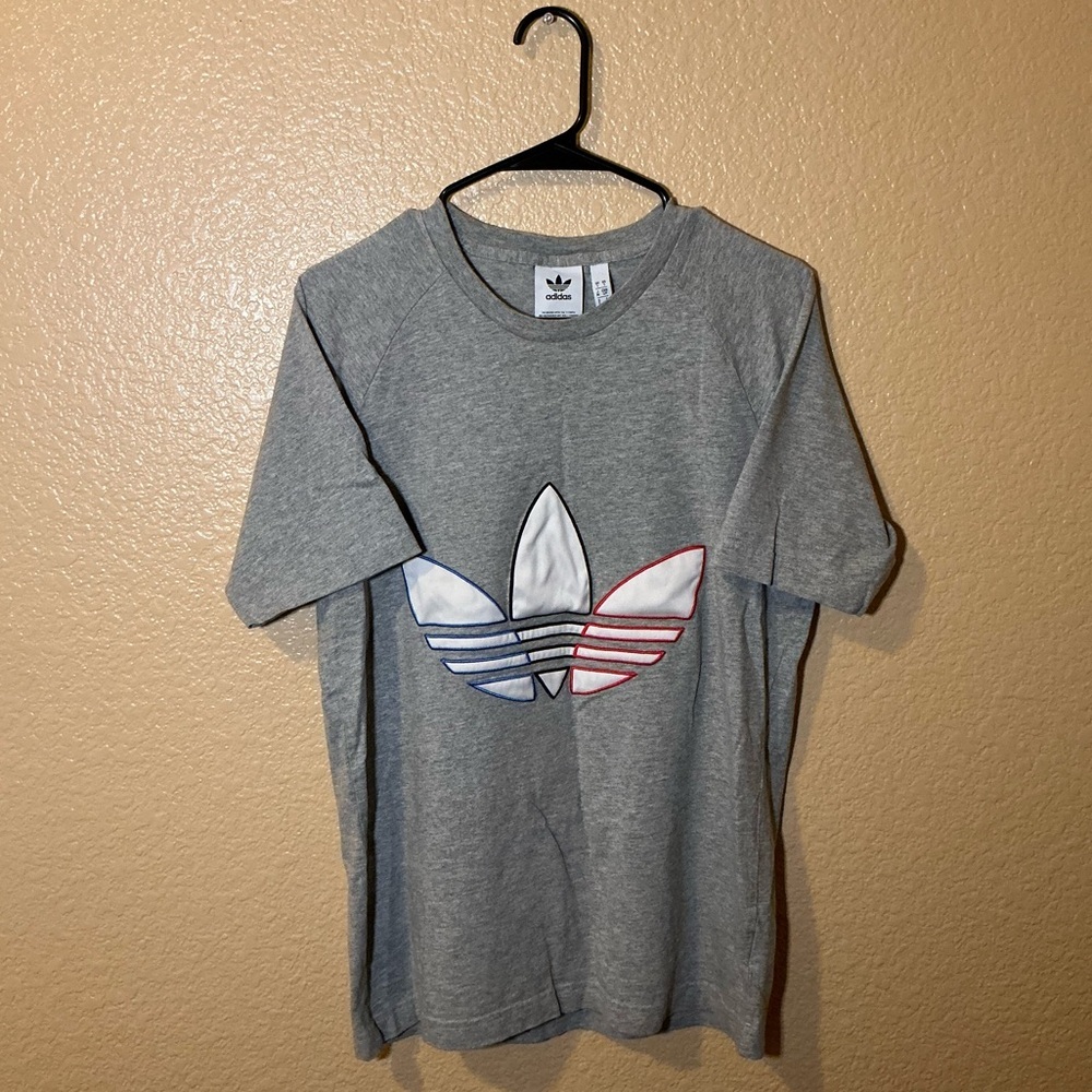 Adidas Heather Gray Tee with Trefoil Logo